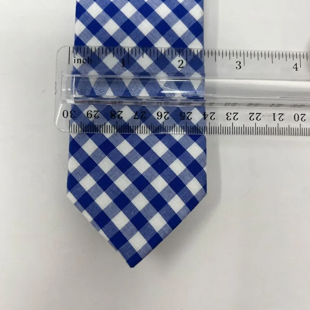 J.Crew Crewcuts Kids' Cotton Tie in Gingham Blue and White 52